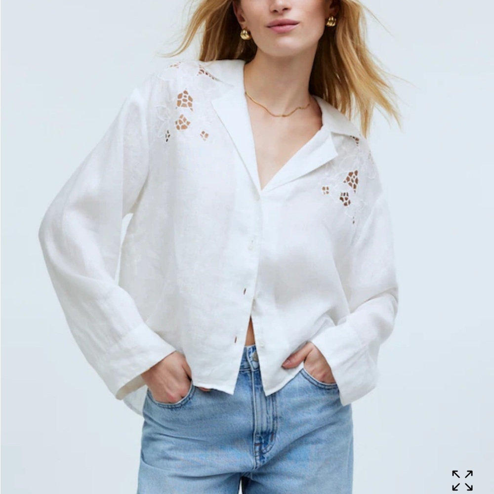 Madewell 100% linen white resort button down size medium